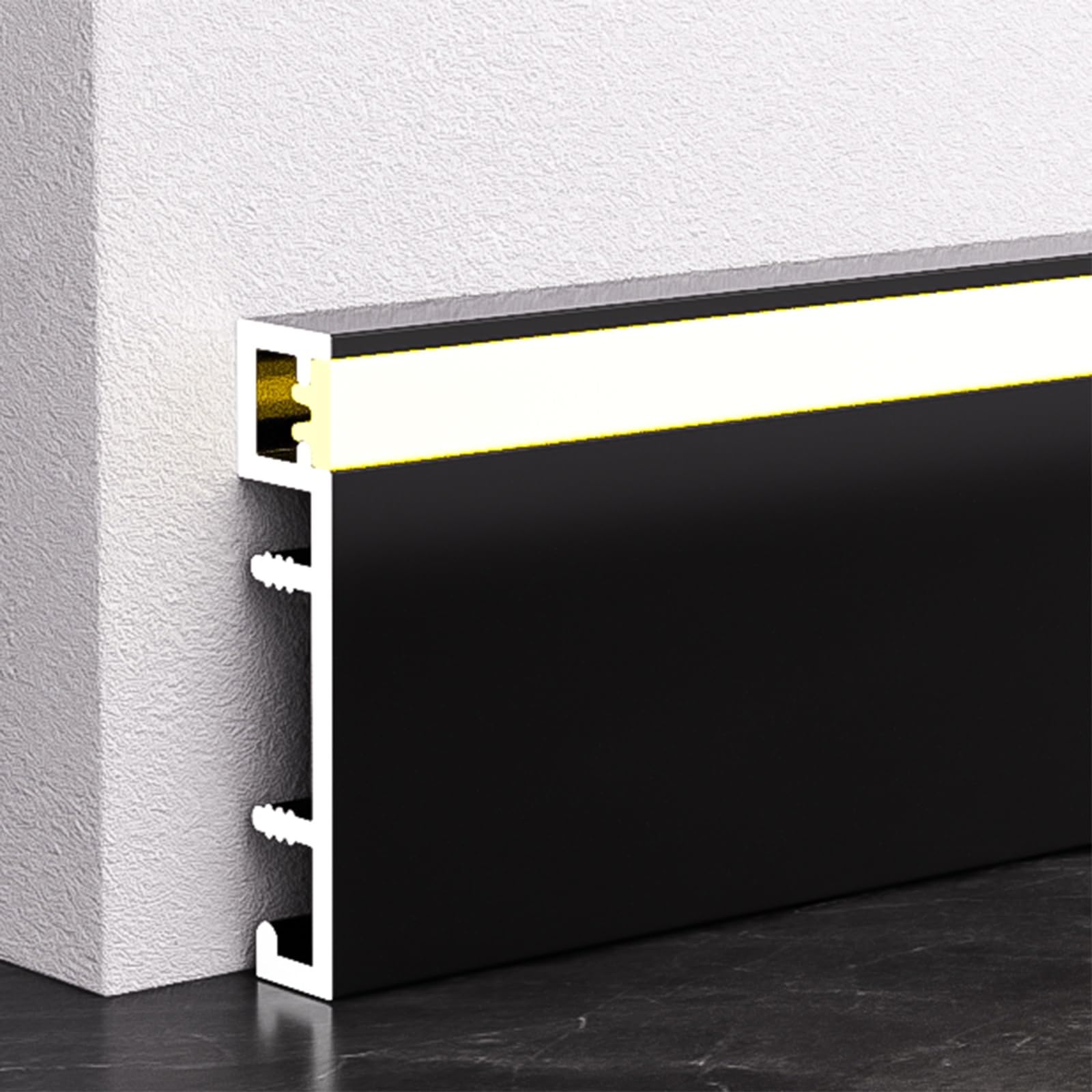 Moldura de Techo, zócalo de Aluminio para iluminación indirecta, 7,6 cm x 7,6 cm, 8 m, Montaje en Superficie, Ideal para molduras de Techo y zócalos de Pared, solución de decoración del hoga