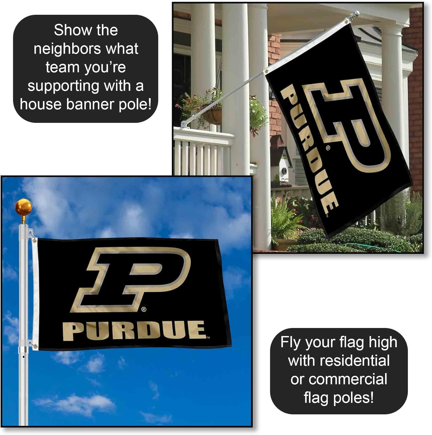 College Flags & Banners Co. Purdue Boilermakers Slant P Flag - Image 3
