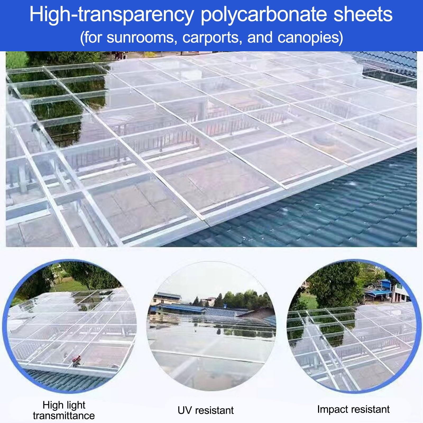 Placas De Policarbonato, Placa Protectora De Techo Transparente, Panel De Techo con Aislamiento Térmico, Policarbonato Placas Transparente Chapa Tejado 2MM(Grey,1 * 7m/3.3 * 23ft)