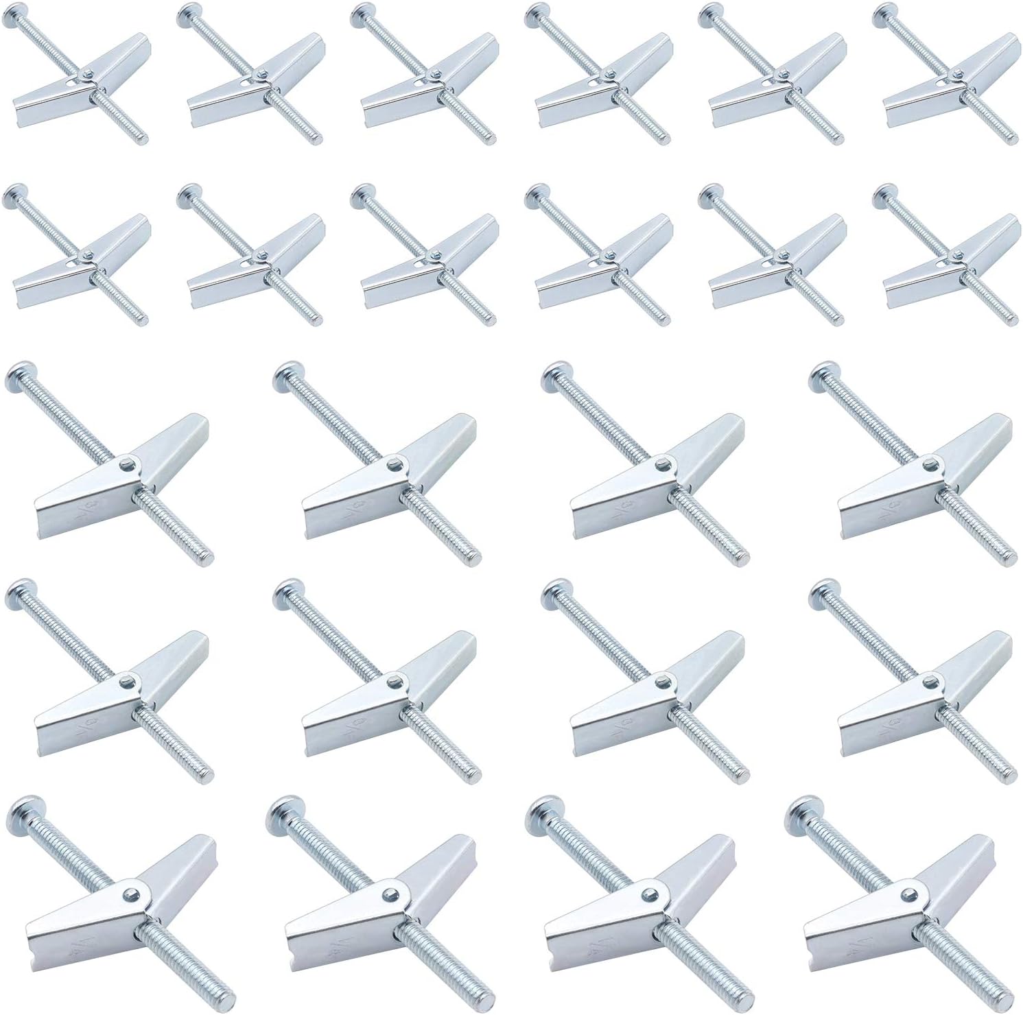 HELIFOUNER 24 Pieces Toggle Bolt and Wing Nut for Hanging Heavy Items on Drywall - 1/8 Inch, 3/16Inch, 1/4Inch : Industrial & Scientific