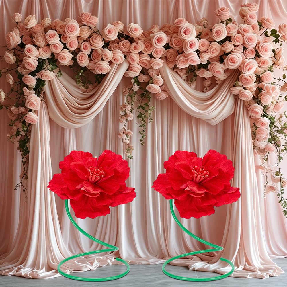 WEBEEDY 2 Pcs Pivoines Artificielles Géantes 5ft Grandes Fleurs pour Décoration avec Support Rouge Vif Fleurs en Soie Artisanales pour Décoration d Hôtel Jardin Événement Mariage Fête