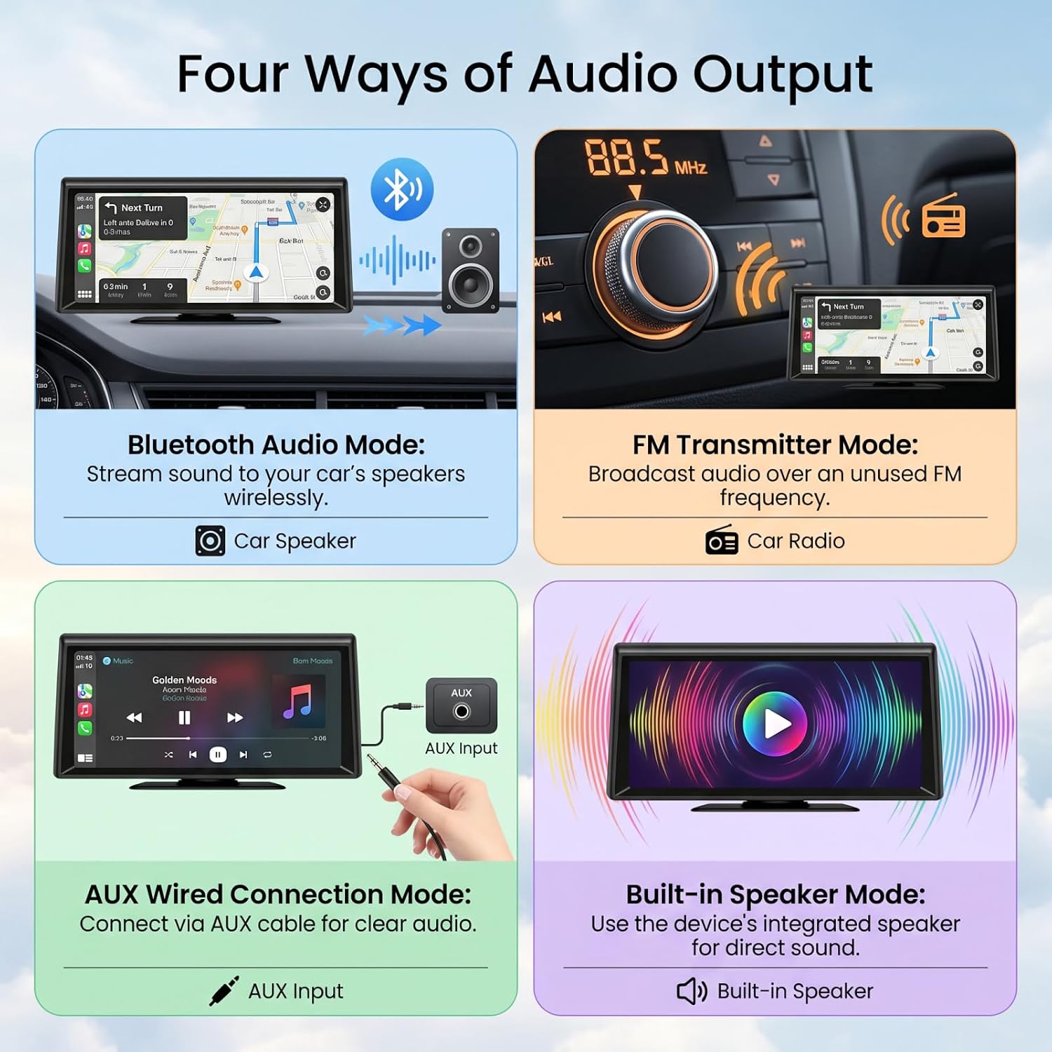 Wireless CarPlay Screen 8.1" Portable Car Stereo with CarPlay iOS & Android Auto 2K Dash Cam 1080P Backup Camera Bluetooth Voice Control GPS Compatible with Most Cars Trucks SUVs Vans