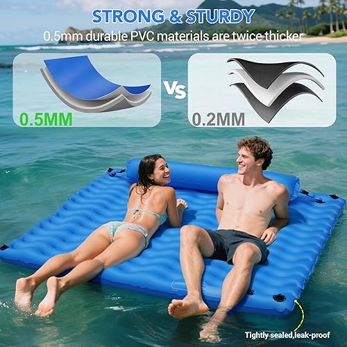 Miniatura 2 de 2022 Upgraded Pool Floats Adult, 53" River Tubes for Adults Heavy Duty, River Floats with Mesh Bottom, 2 Cup Holders, 2 Heavy-Duty Handles,