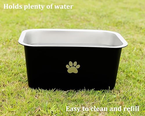 Miniatura 2 de Cuencos de agua antideslizantes de acero inoxidable para perros grandes, de 2.5 galones, 40 tazas, cuencos de metal para perros de raza extragrande,