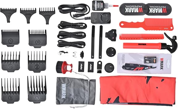 WMARK Professional 3-in-1 Cordless Hair Clippers Trimmer Shaver Kit, DLC Blade, Titanium Foil, 10000 RPM Maglev Motor with Storage Case, Barber Cape & Universal Adapter Model NG-X1 KIT (3 in 1)