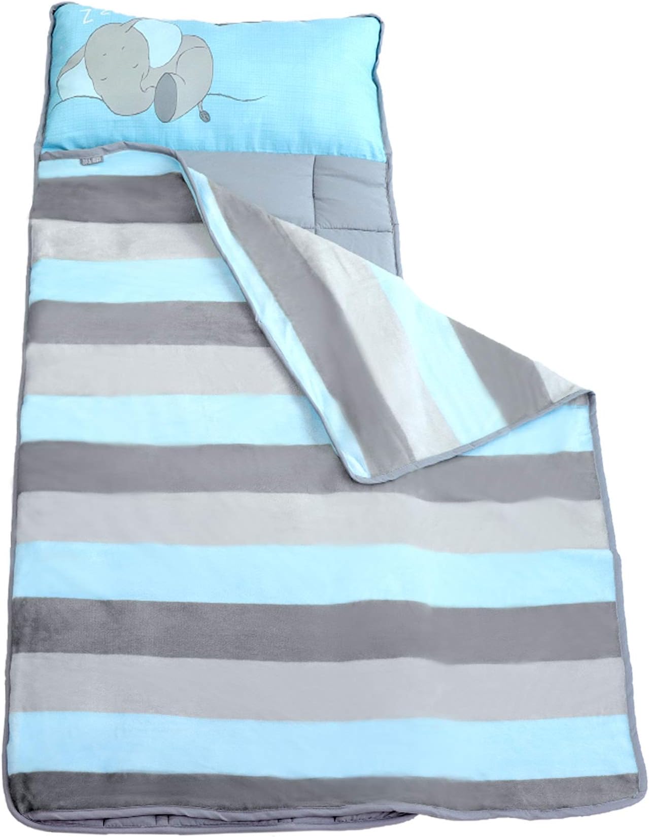 Nap Mat for Toddlers - Nap Mats for Preschool Kindergarten - Elephant Gifts for Toddlers - Portable Toddler Sleeping Bag w Pillow - Elephant Toddler Blankets for Boys - Toddler Blankets for Girls