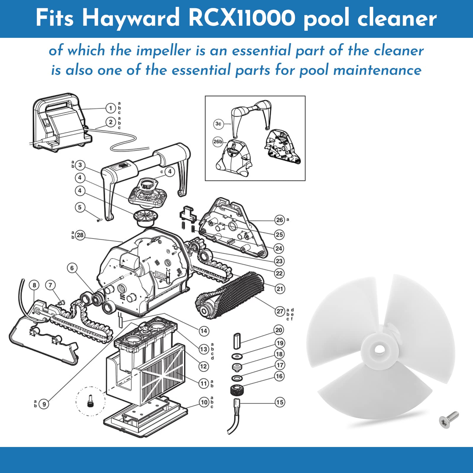 Turbine De Rechange Pour Nettoyeur Hayward - Modèles TigerShark, SharkVAC, AquaVac - Pièce RCX11000