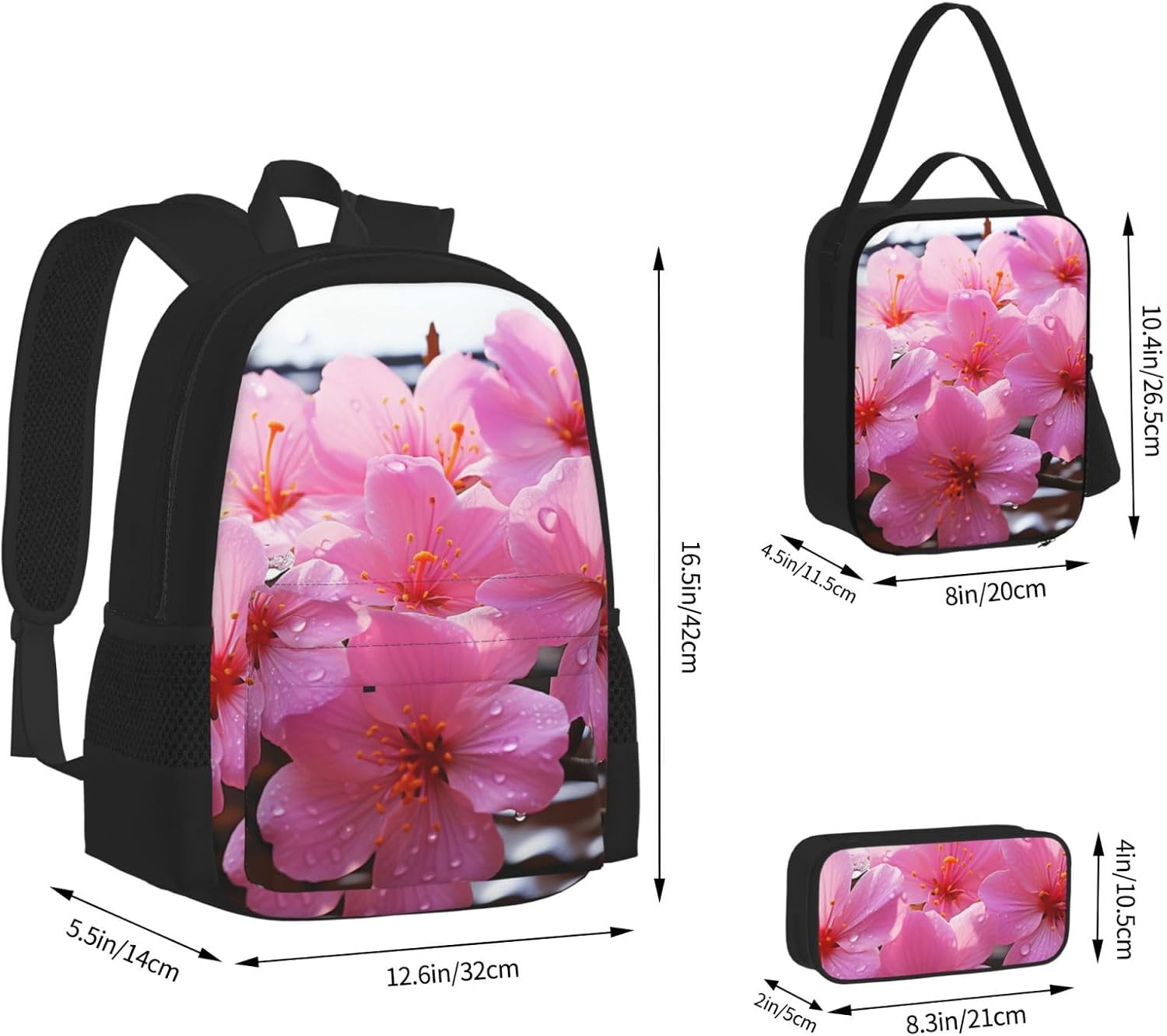3 in1 Travel Laptop Backpack with Lunch Bag and Pencil Case Casual Daypack image 3