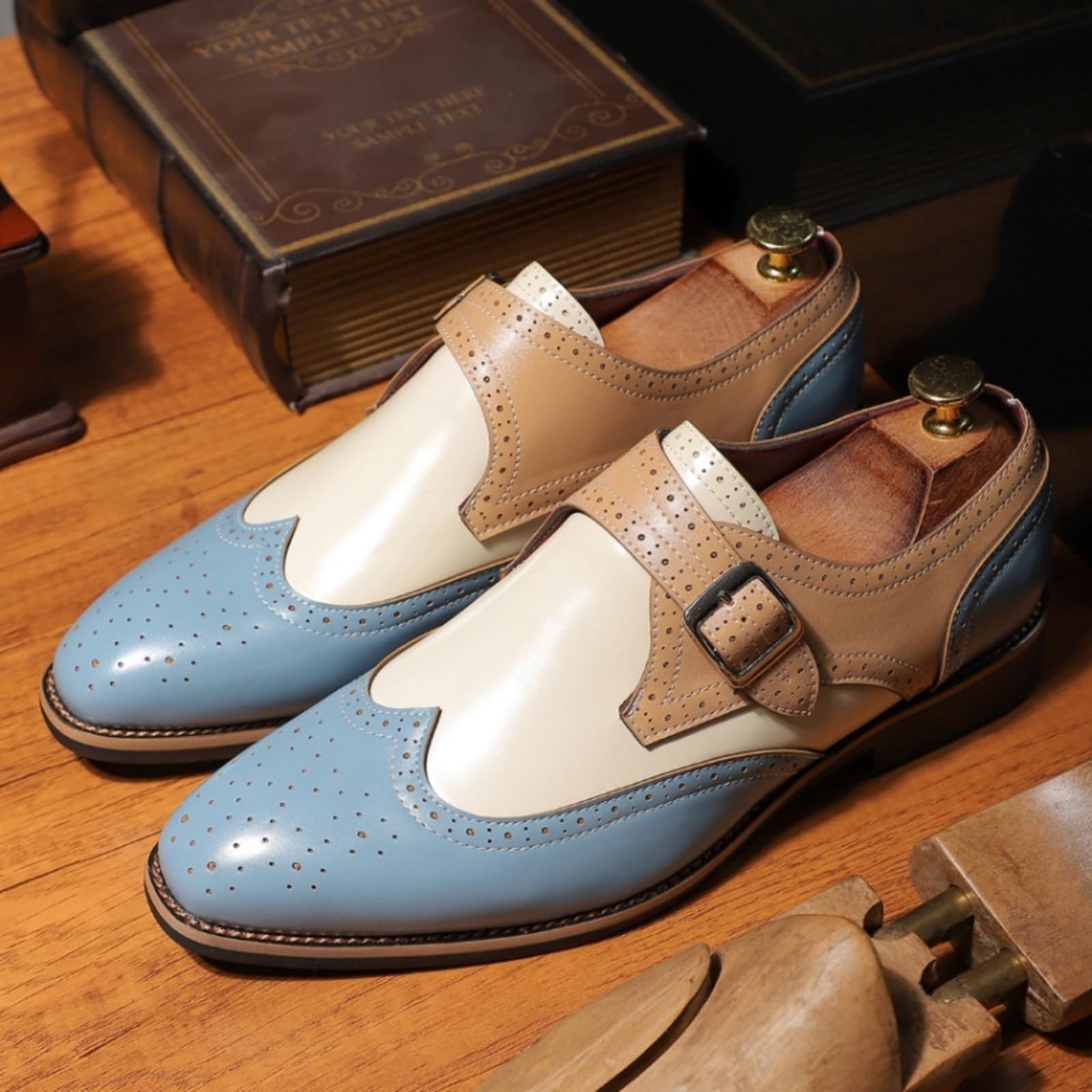 Hixingo Scarpe Stringate Uomo in Pelle | Scarpe Eleganti da Abito comoda Design classico ideale per ufficio, lavoro, matrimoni, cerimonie ed eventi formali