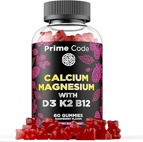 Miniatura 7 de Gomitas de calcio para mujeres y hombres con magnesio, vitamina B12, vitamina K2, vitamina D3, suplemento de calcio de 100 mg para adultos,