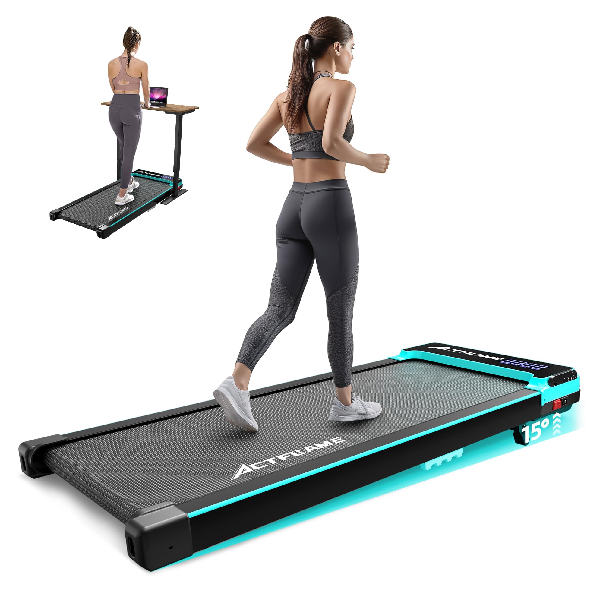 Amazon | ACTFLAME Walking Pad with Incline, Portable Treadmill for