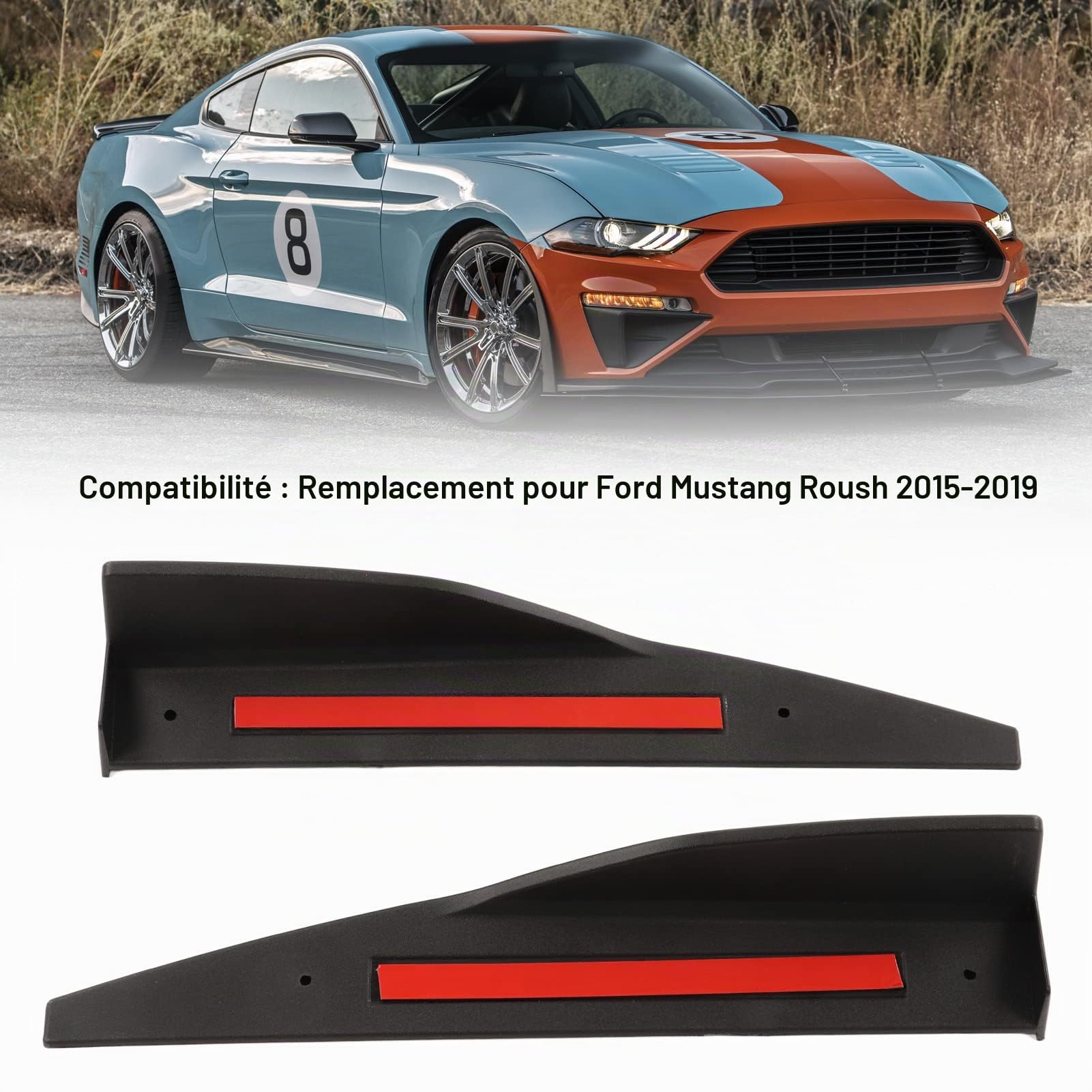 Extension d’aileron de Bas de Caisse Gauche et Droite Lot de 2 pièces pour Ford Mustang Roush 2015-2019 déflecteur de Bas de Caisse lèvre de séparation Protection latérale Structure Robuste
