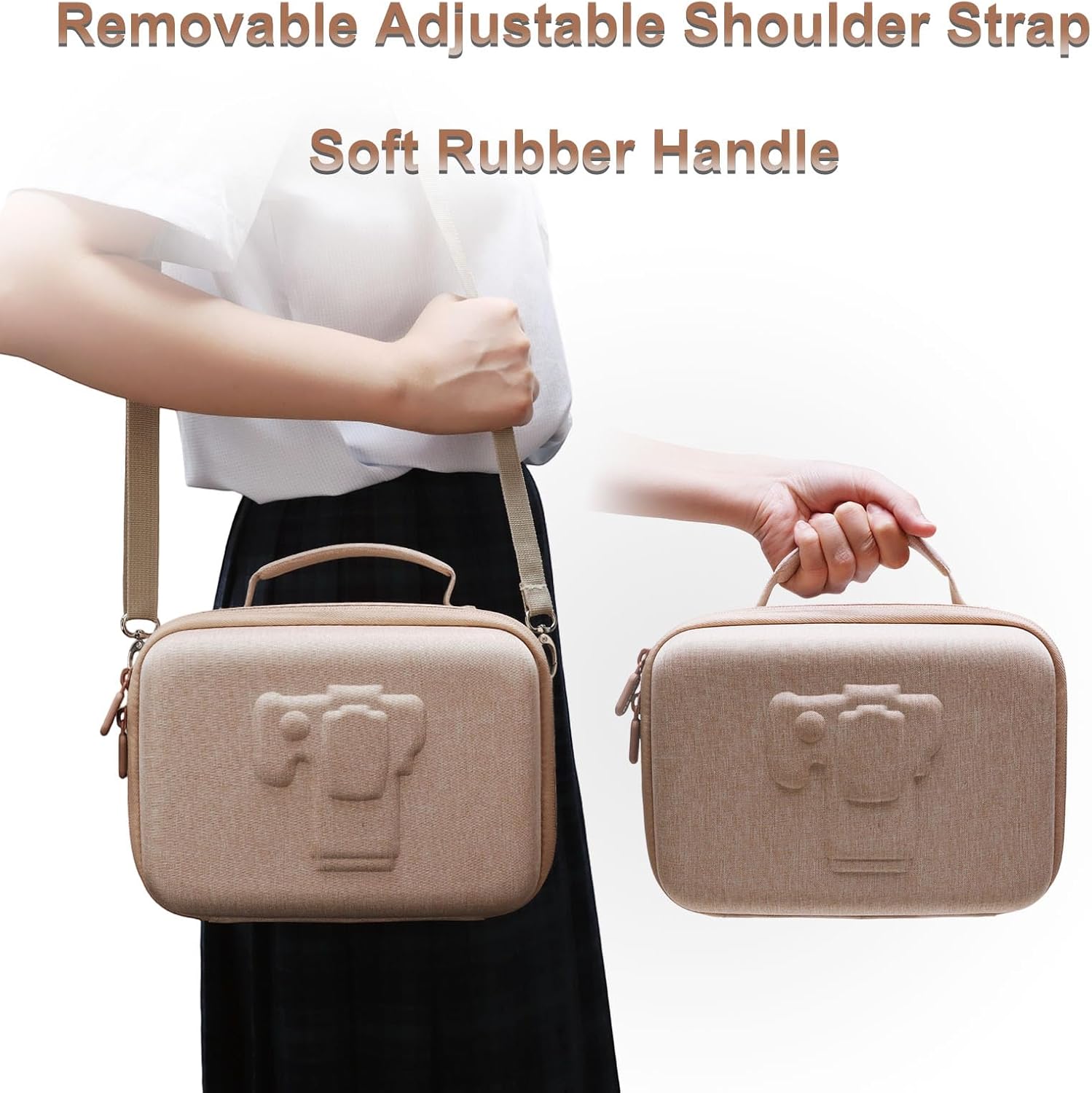 Camera Case Compatible with Canon EOS Rebel T7/R50/R6 Mark II/R100/R50 V/T6/R8/R10/R5 Mark II/RP/R7/5D Mark IV/SL3/R5/T100 DSLR SLR Camera, Len and Tripod with 4 Dividers and Shoulder Strap, Beige