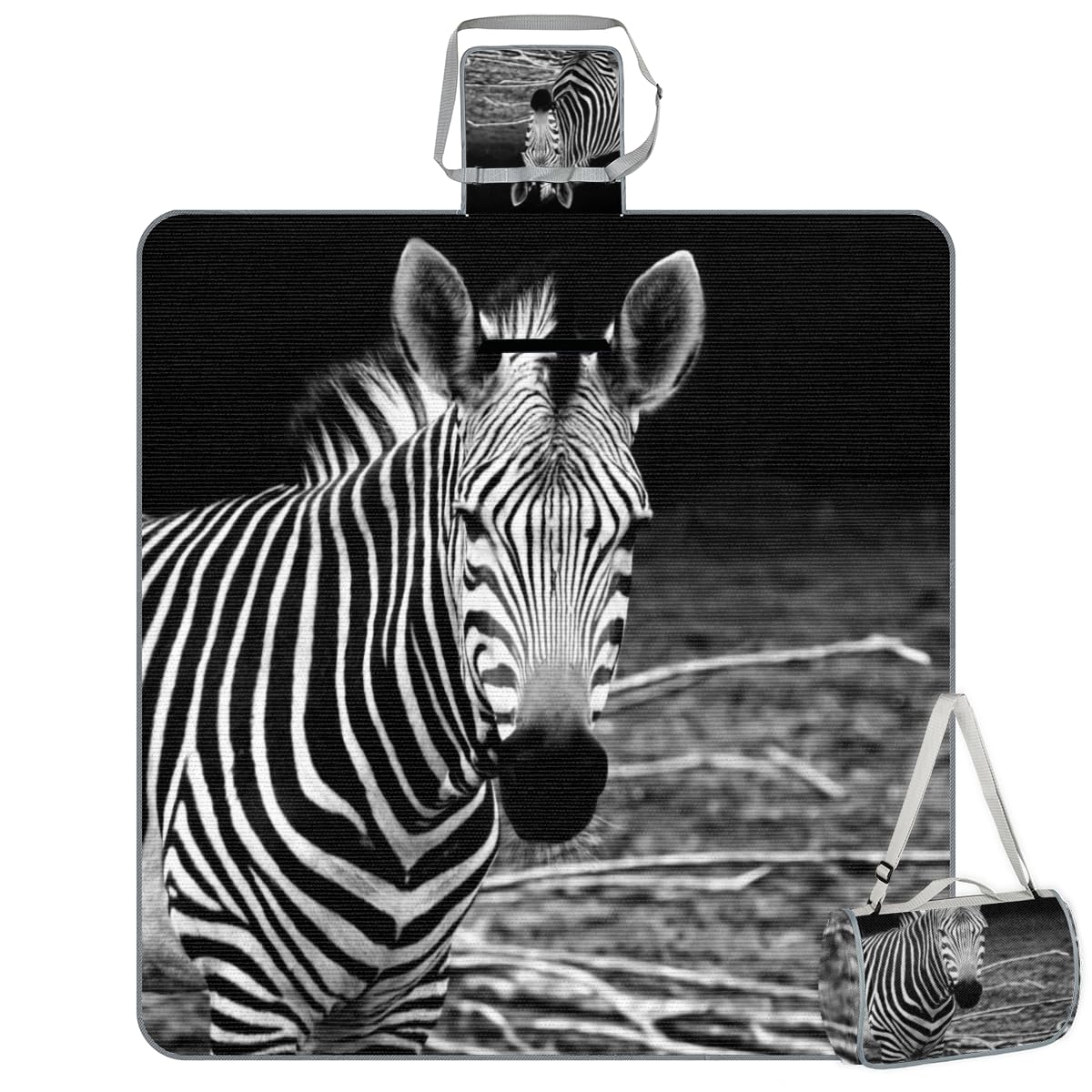 Shimoshe Picnic Blankets 57”x 59”, Modern Art Zebra Pattern Waterproof Sandproof Picnic Mat Lightweight Foldable Beach Blanket for Camping Park Grass Beach Outdoor Blanket