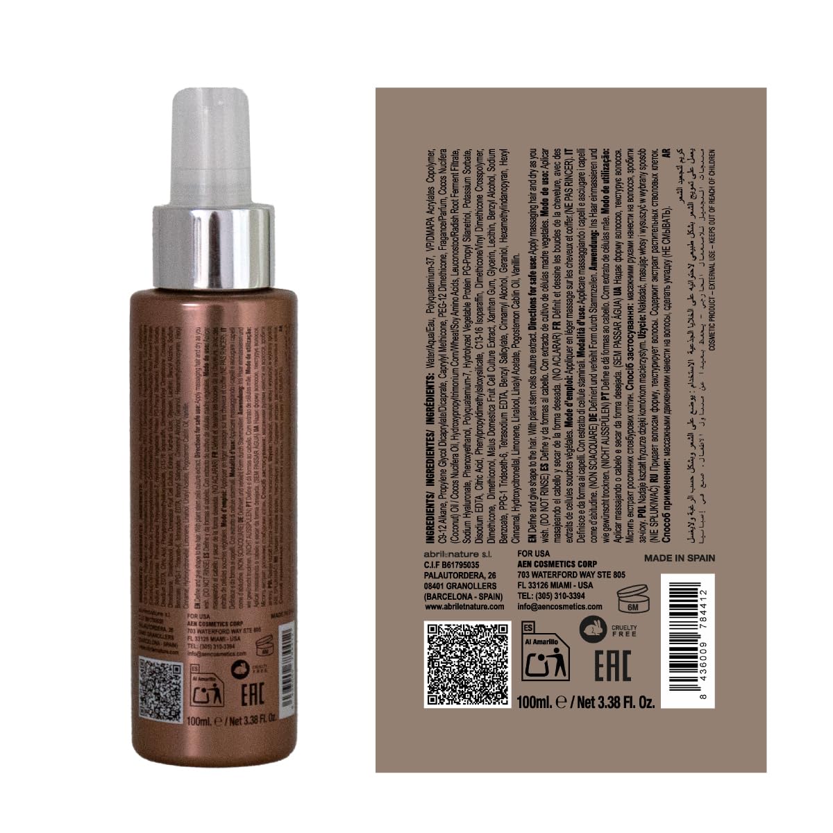 abril et nature - Sérum profesional para cabello rizado y ondulado Curly Definition - Fija y define los rizos con resultados de larga duración - Repara los daños y recupera la hidratación - 100ml