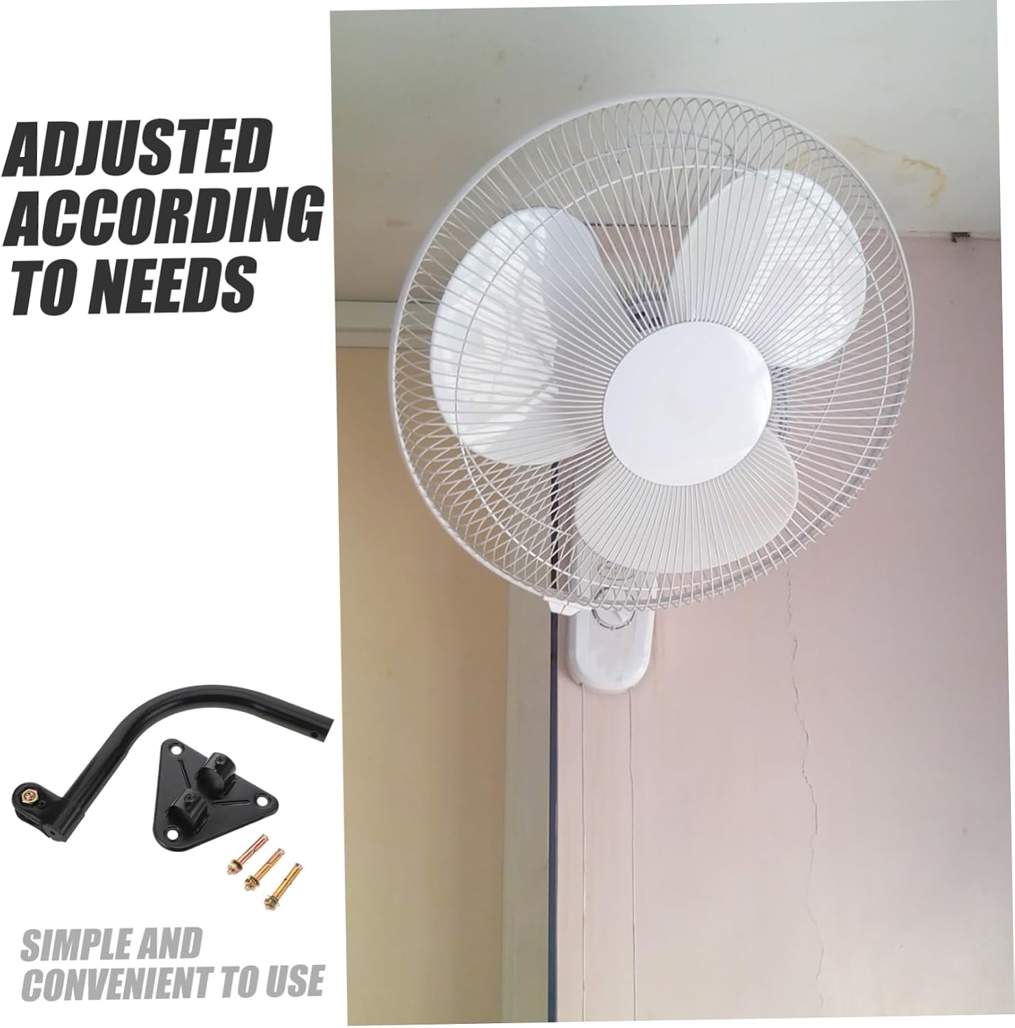 Unomor 1 Set Wall Fan Bracket Heavy Duty Metal Mounting Tool for Electric Fans Reinforced Iron Structure Easy Installation Stable Support