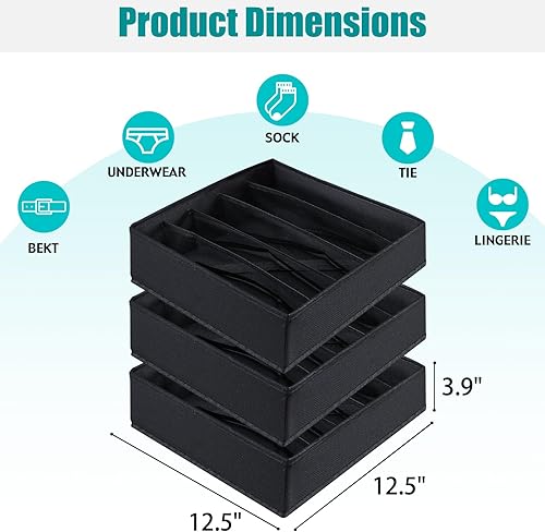 Miniatura 2 de Cajones de almacenamiento para brasieres, organizador de cajones para ropa interior, divisores, cubos de almacenamiento plegables negros para