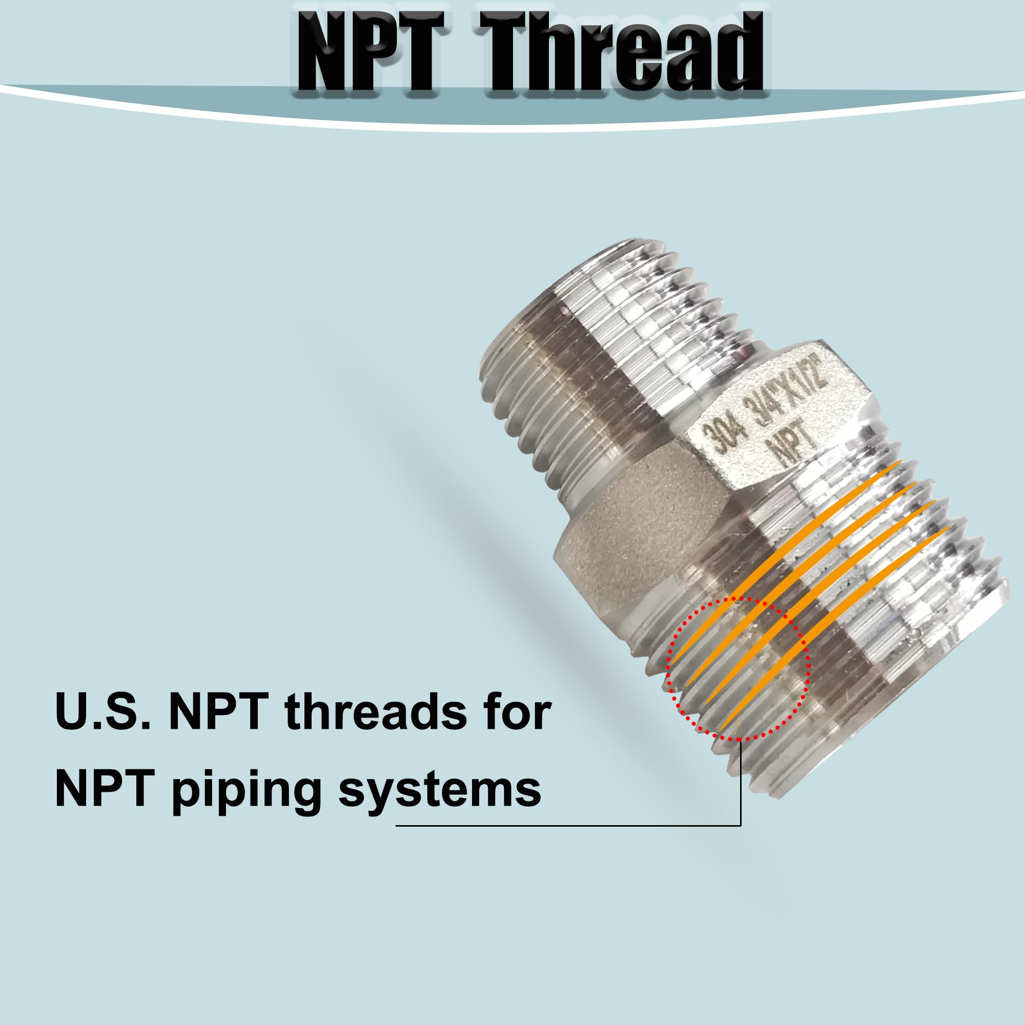 Réducteur hexagonal fileté mâle 1/2" x 1/4" NPT, adaptateur de raccord de tuyau de réduction en acier inoxydable 304, connecteur réducteur 2000 psi