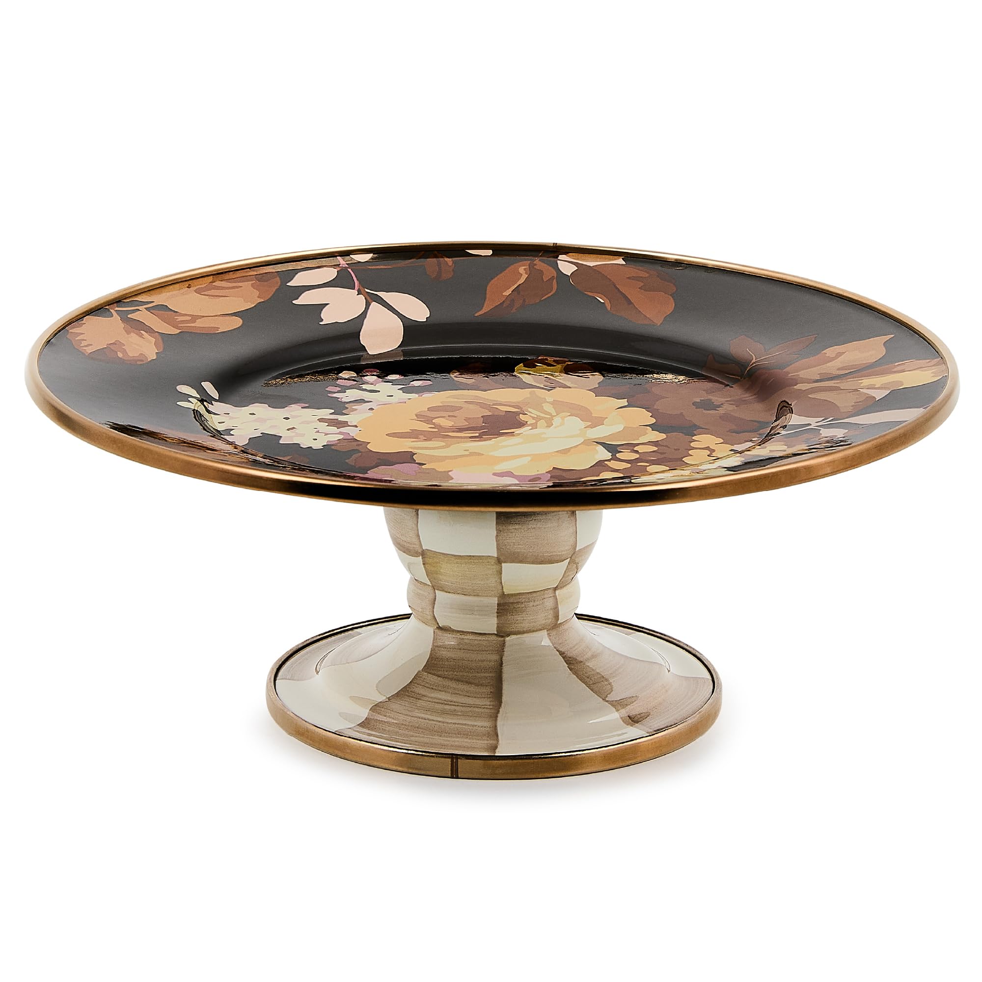 MACKENZIE-CHILDS Pedestal Platter, Mini, Wild Rose Brown