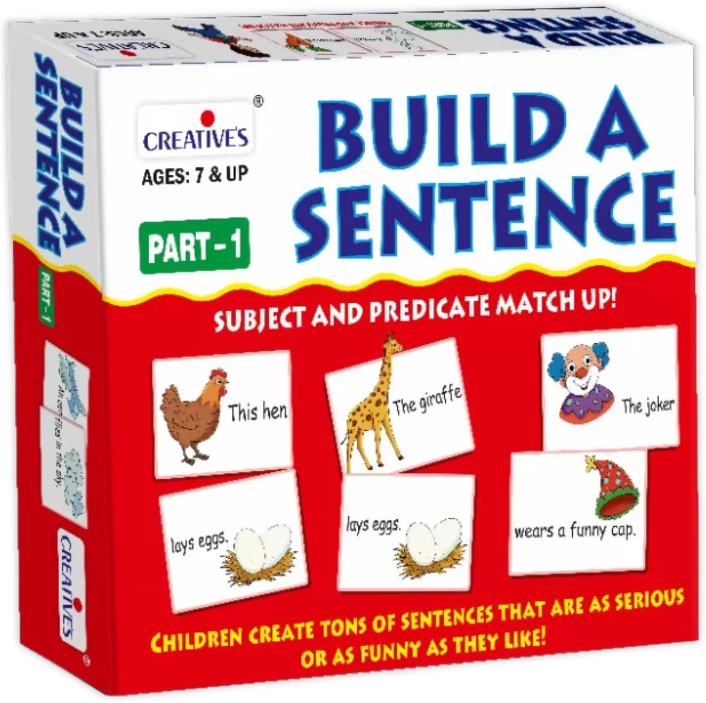 Creative's Build a Sentence Part-1 | Subject & Predicate Match -Ups Cards |Children Learning Cards Game | Learning & Educational Card for Kids | Ages 7 & Up
