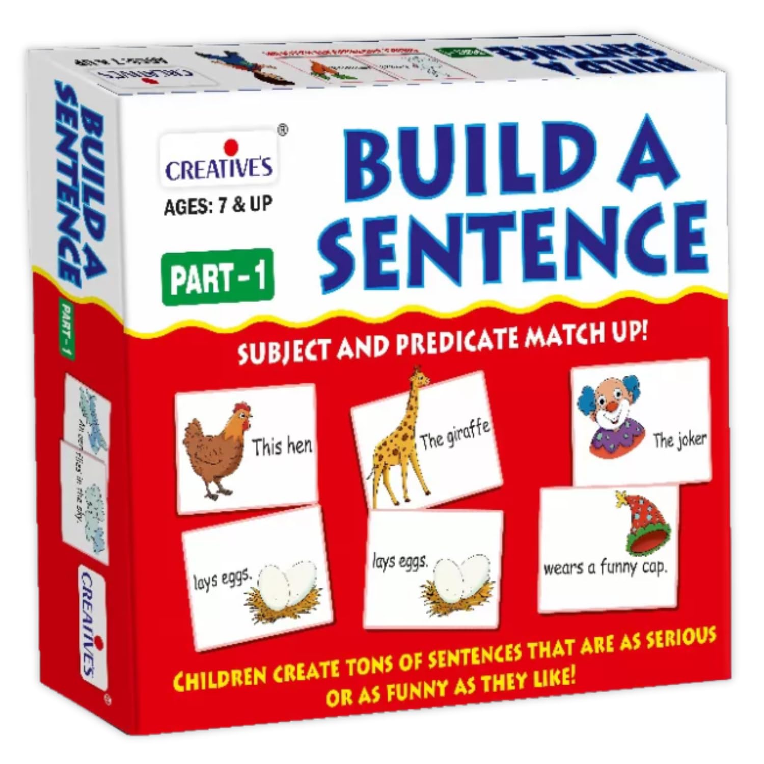 Creative's Build a Sentence Part-1 | Subject & Predicate Match -Ups Cards |Children Learning Cards Game | Learning & Educational Card for Kids | Ages 7 & Up