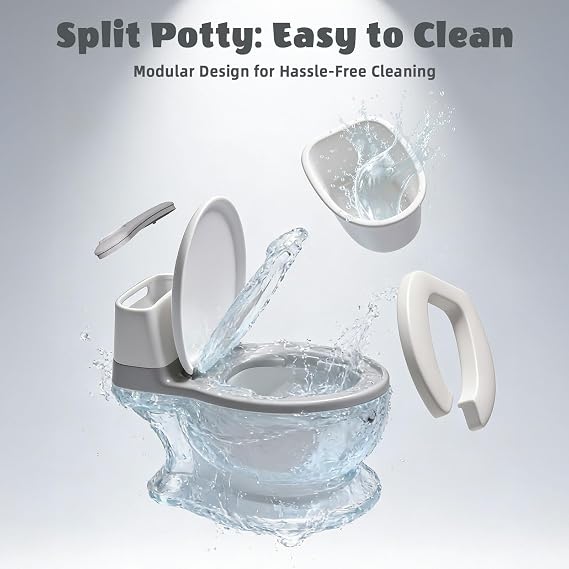 Potty Training Toddler Toilet Seat, Baby Potty for Boys Girls, Toddlers Pottie Realistic Toilet Pottys Chair Potties with Splash Guard Anti-Slip Base Removable Bowl for 1-6 Year Old Childrens