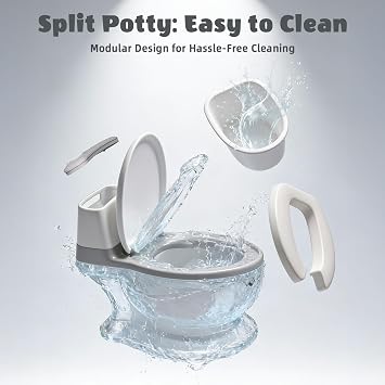 Potty Training Toddler Toilet Seat, Baby Potty for Boys Girls, Toddlers Pottie Realistic Toilet Pottys Chair Potties with Splash Guard Anti-Slip Base Removable Bowl for 1-6 Year Old Childrens