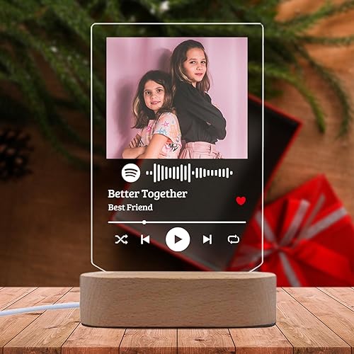Miniatura 8 de Placa de acrílico personalizada con forma de corazón, cubierta de álbum de fotos, código escaneable, regalos para amantes de la música, amigos,