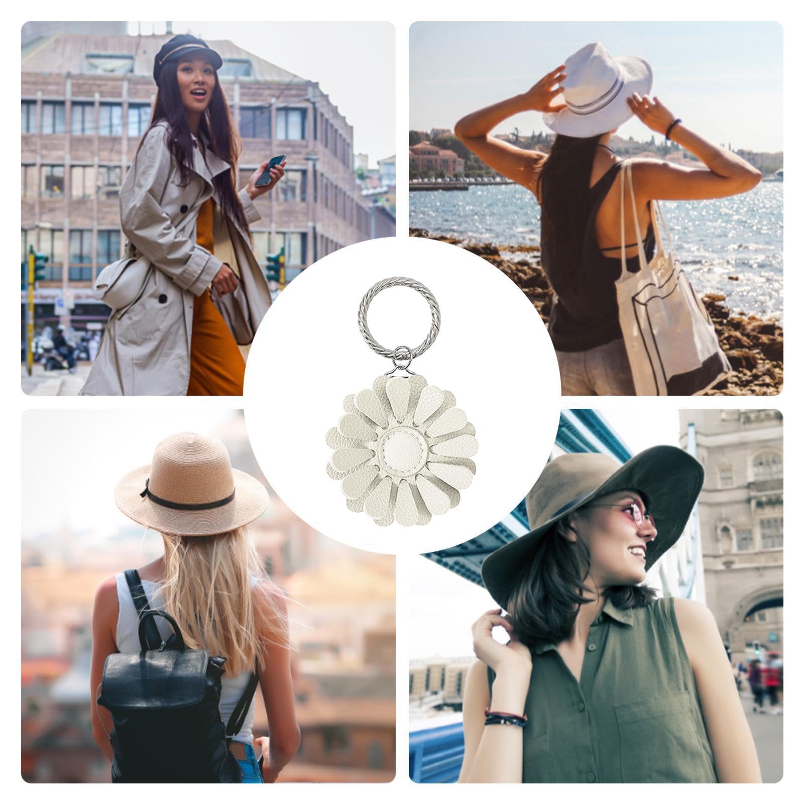 Clip Magnétique Voyage Pour Chapeau – Forme Fleur, 10,5x6,5 Cm, Cuir Synthétique, Fixation Solide Sur Sac