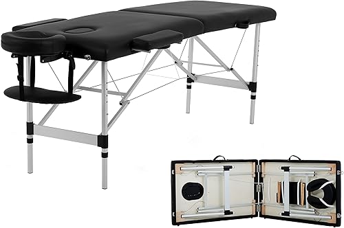 Mesas de masaje portátiles de 73 pulgadas, mesa de tatuaje de aluminio de altura ajustable, cama de spa portátil de 3 mesas quiroprácticas plegables