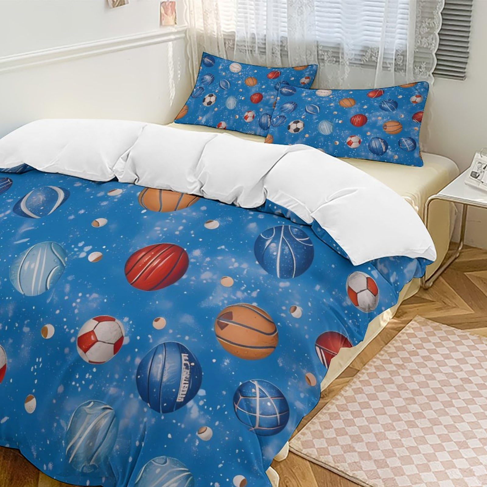 Sports Balls Funny 3 Piece Bedding Comforter Sets 1 Duvet Cover and 2 Pillowcases 79