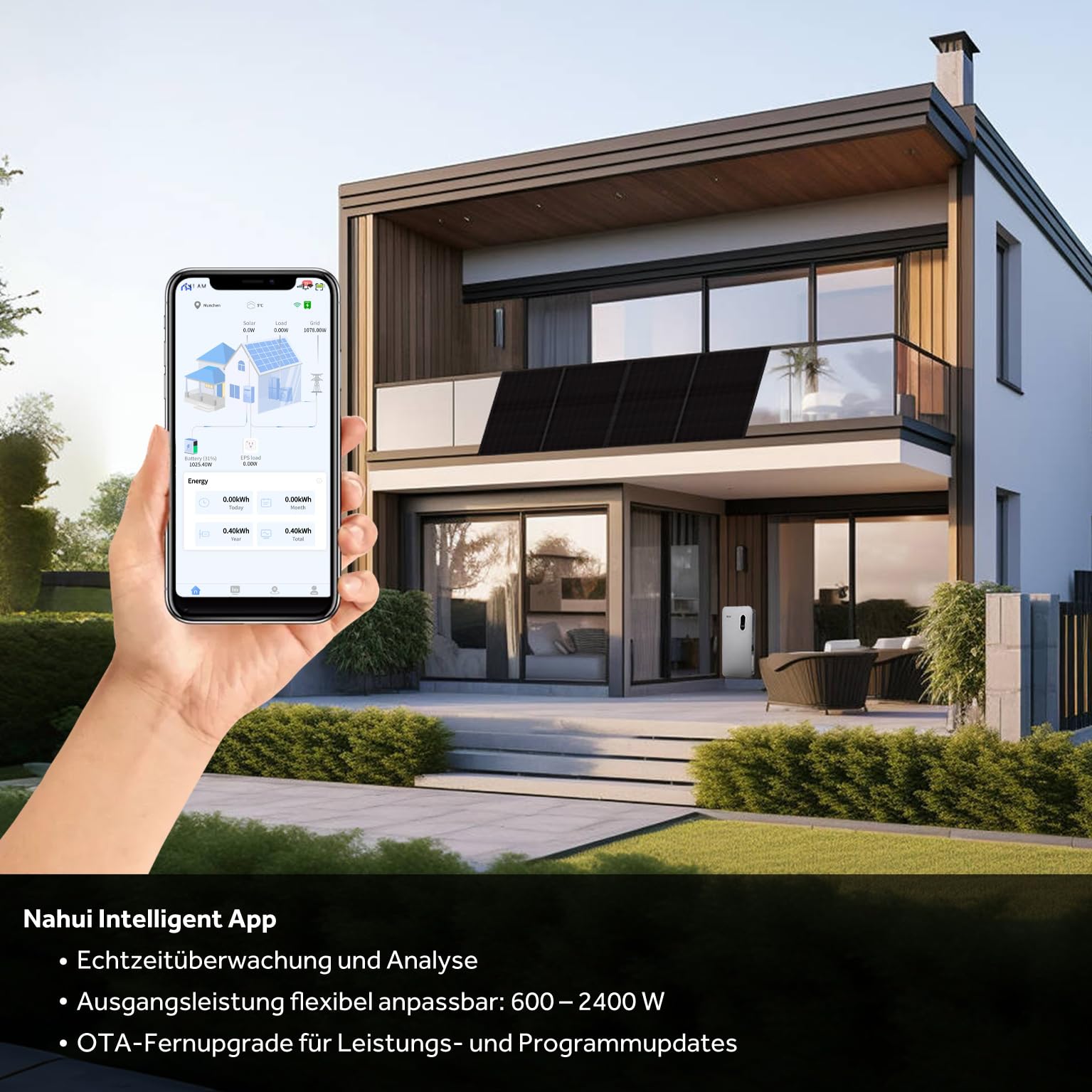 Haier GLORIA Smarter All-In-One Stromspeicher für Balkonkraftwerke, 2,5 kWh Kapazität, 800 W Mikro-Wechselrichter, 2400 W EPS-Anschluss, OTA-Upgrade, IP54, WLAN