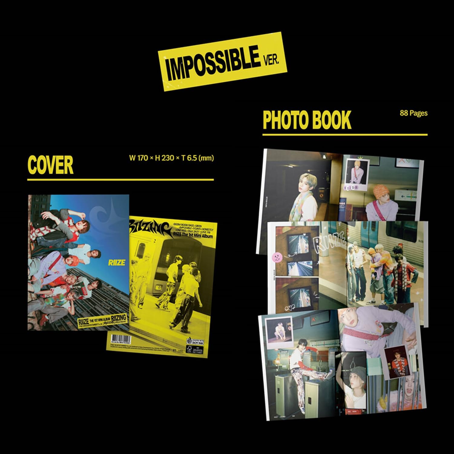 RIIZE - 1st Mini Album [RIIZING] (Photo Ver. - IMPOSSIBLE Ver.) Cover + Photo Folded Poster + Photoprint + Sticker R + Photocard + 3 Extra Photocards