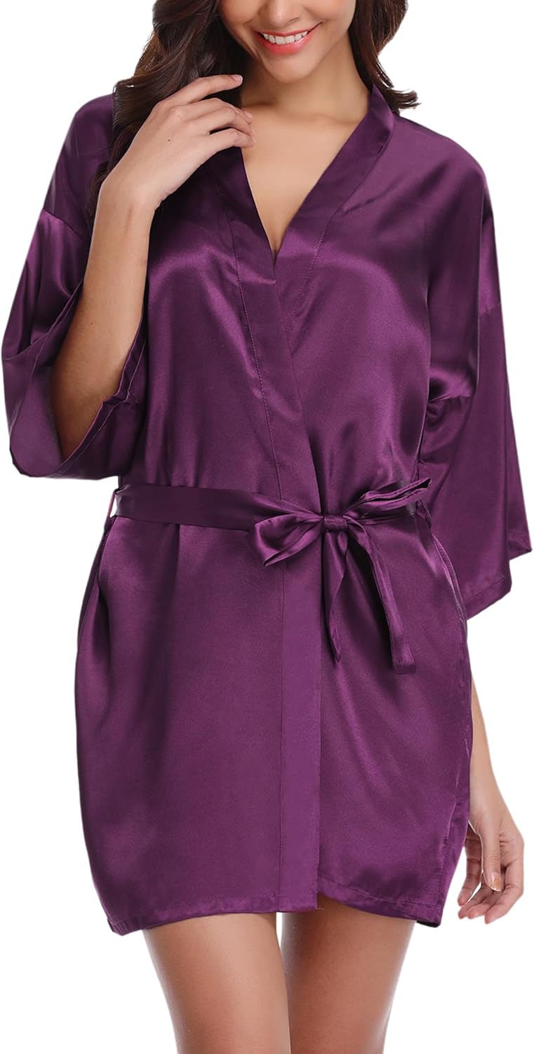 Migcaput Badjas voor dames, kort met riem, kimono, robe, ochtendjas