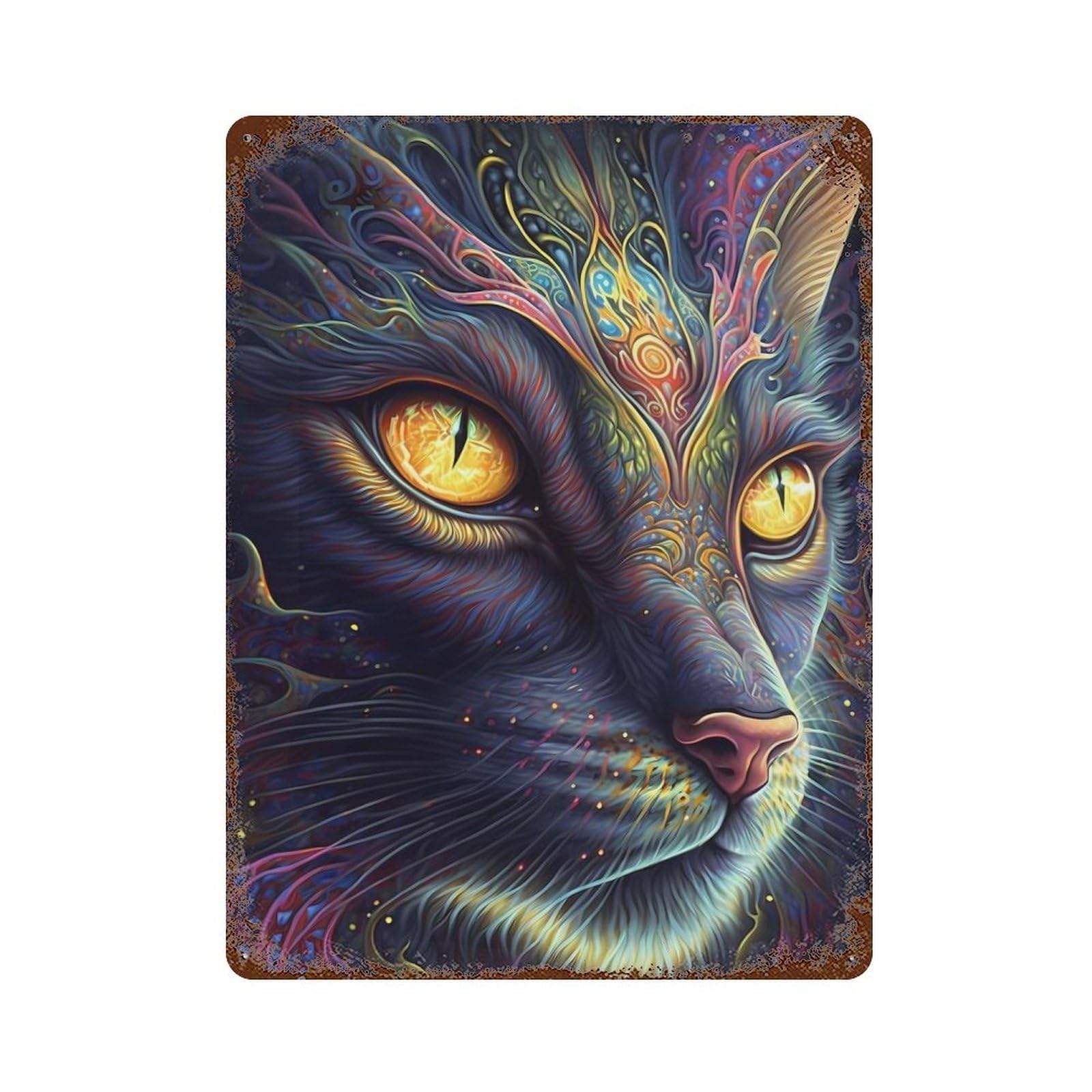 Lynx Myth Aged Metal Wall Plaque 15.7"x11.8", Old School Wall Decor for Garage, Pub Or Kitchen