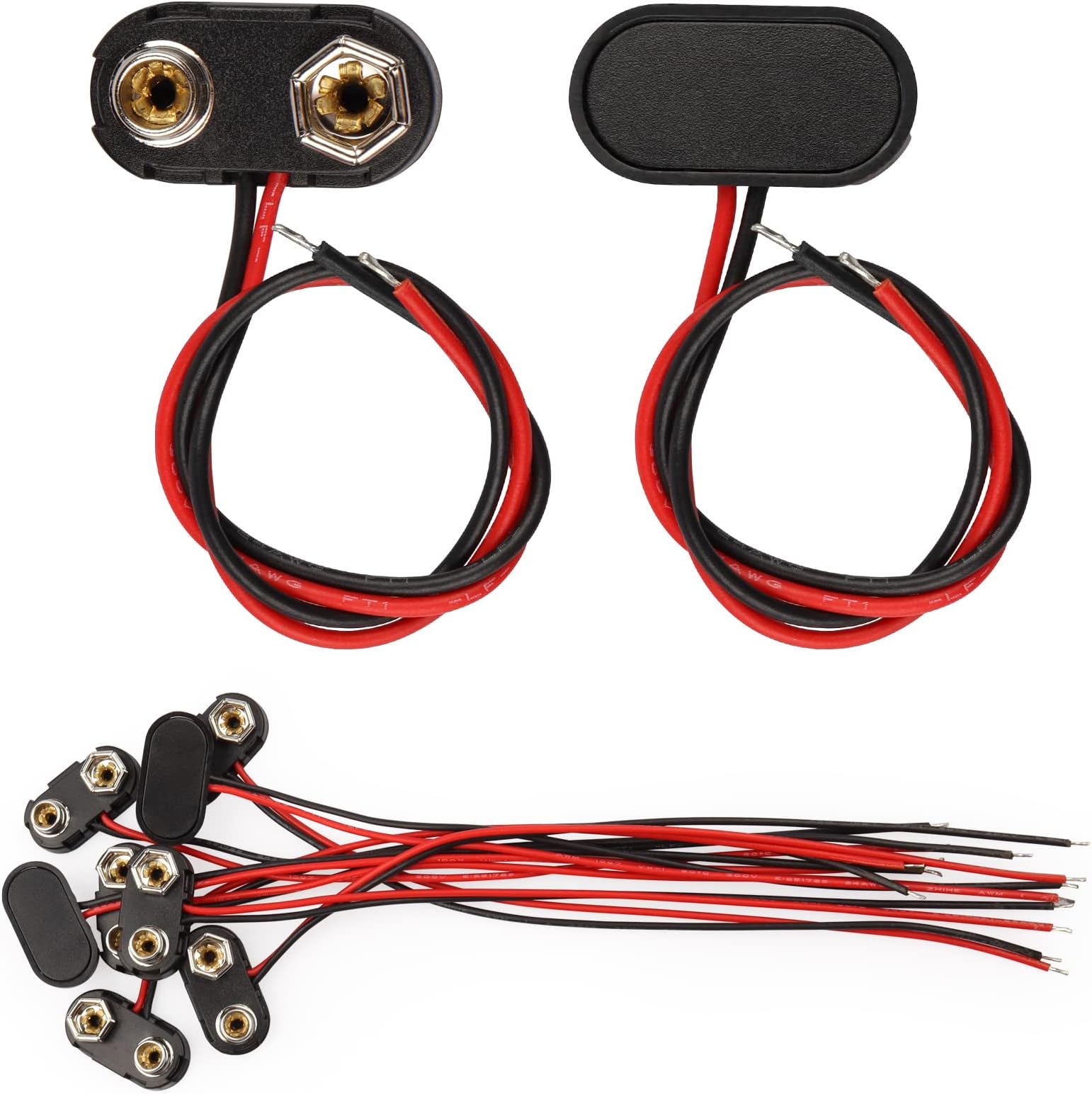 9V Battery Connector,10 PCS T-Type 9 Volt Battery Buckle Connector Hard Buckle Plastic Shell Used in Student Experiment,or Other Equipment with 9V Battery(T-Type, 10)