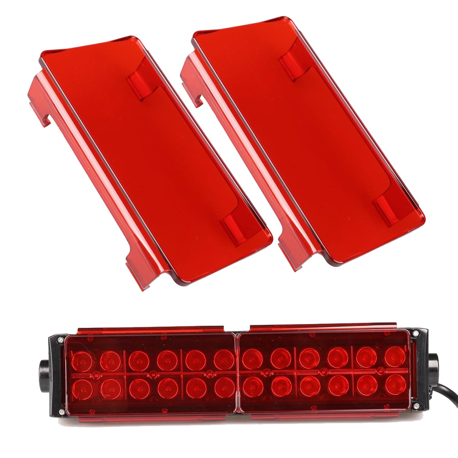 Kit de cubierta de lente roja para barra de luz LED de 12 pulgadas, 2 fundas de policarbonato a presión de 6 pulgadas, a prueba de polvo y a los arañazos, cubiertas modulares protectoras para ATV, SUV