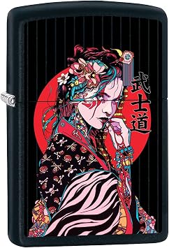Zippo Lighter Japanese Geisha Girl - Black Matte 80880