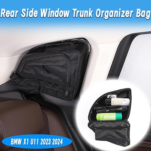 Miniatura 2 de Sekhyna Bolsa de almacenamiento para ventana lateral trasera de automóvil compatible con BMW X1 U11 2023 2024, 1 unidad, bolsa organizadora de