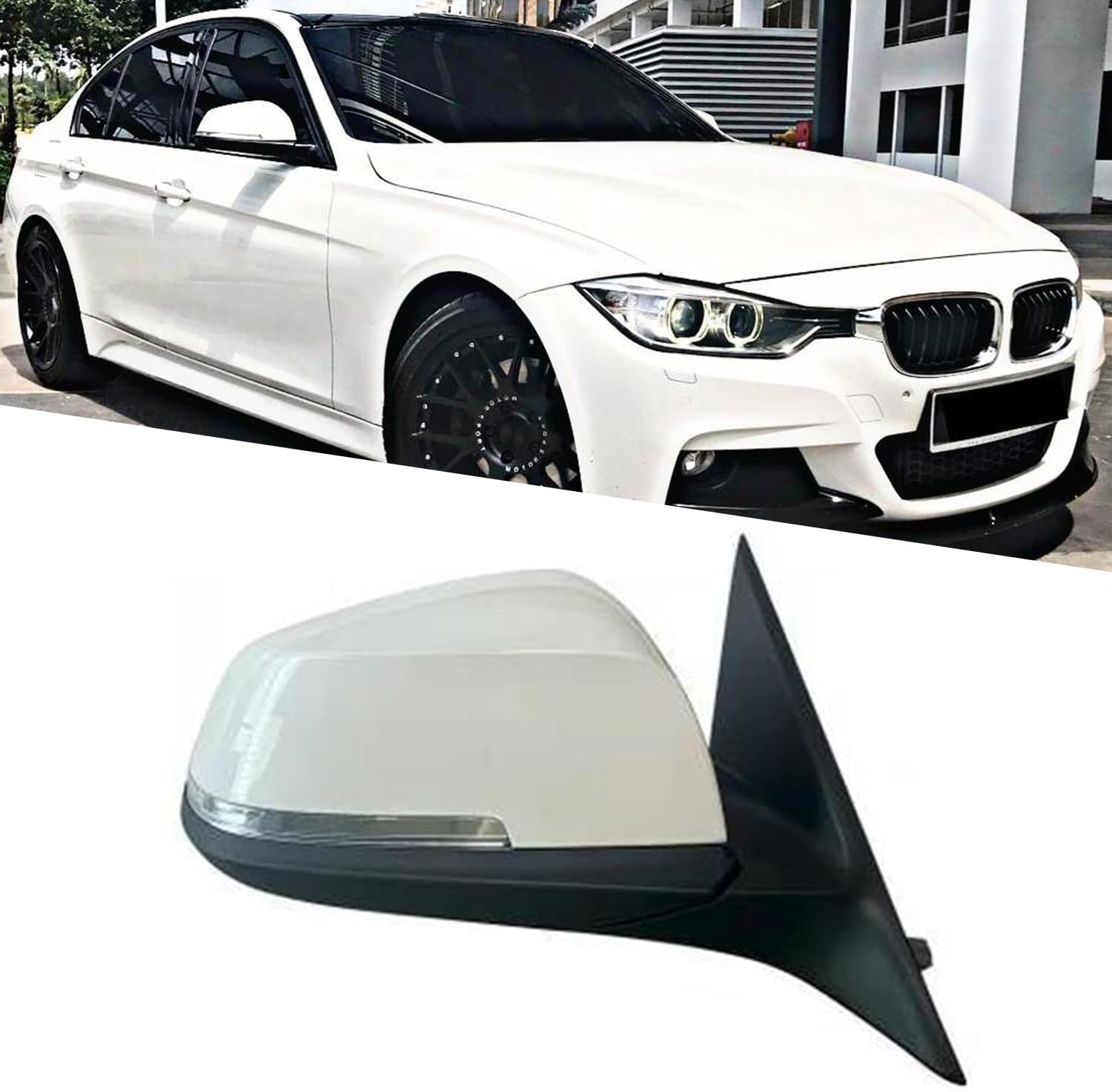 Passenger Side Mirror Assembly Fit for BMW F30 3-Series 2011-2018 Side View Mirrors Rear View Mirror Side Mirrors Replacement for BMW Accessories Electric Folding, Heating (5Pins)