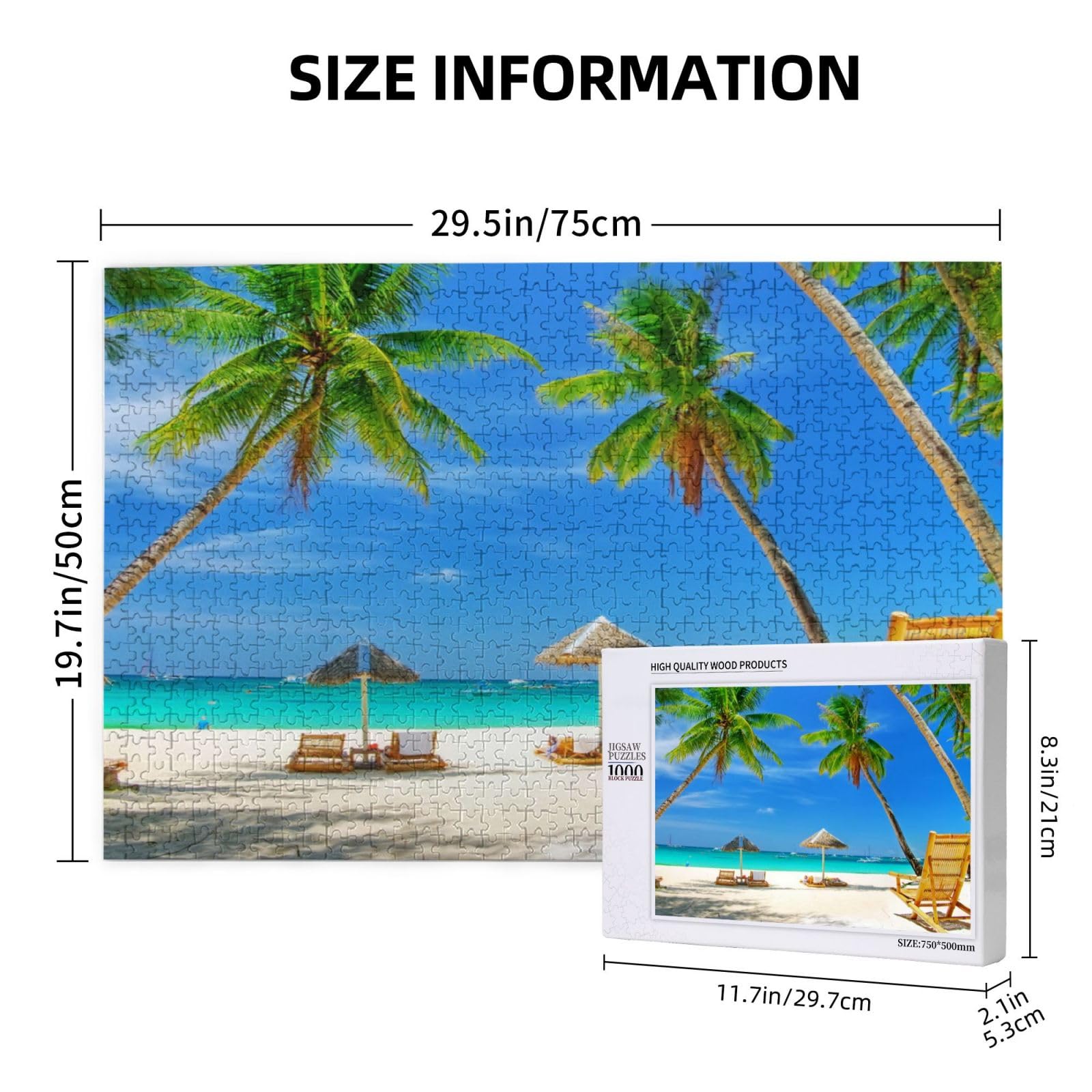 Gioco di puzzle per adulti, puzzle impegnativi, puzzle da 1000 pezzi, paesaggio marino con spiaggia