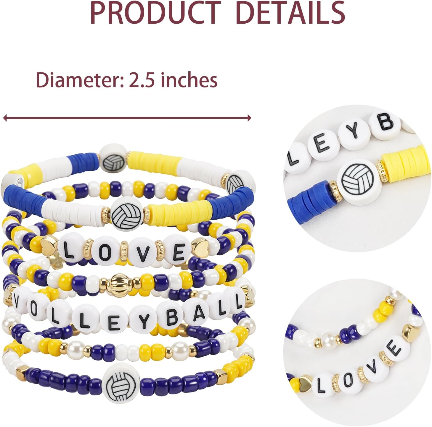 Football Baseball Soccer Beaded Bracelets for Women Stackable Game Day Sports Theme Bracelet image 2