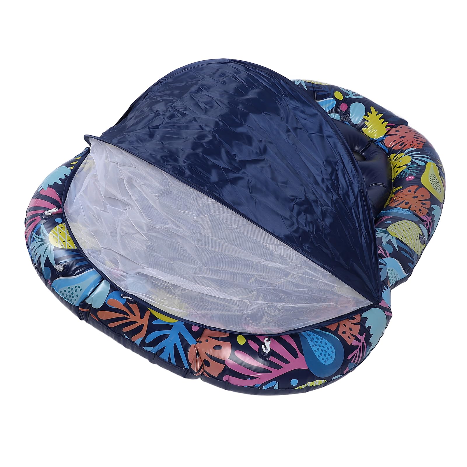 Tumbona Flotante para Piscina 3 en 1 con toldo Desmontable y portavasos Flotador Inflable Grande para Piscina para Adultos Fiesta en el Lago en la Playa Material de PVC 72,83 x