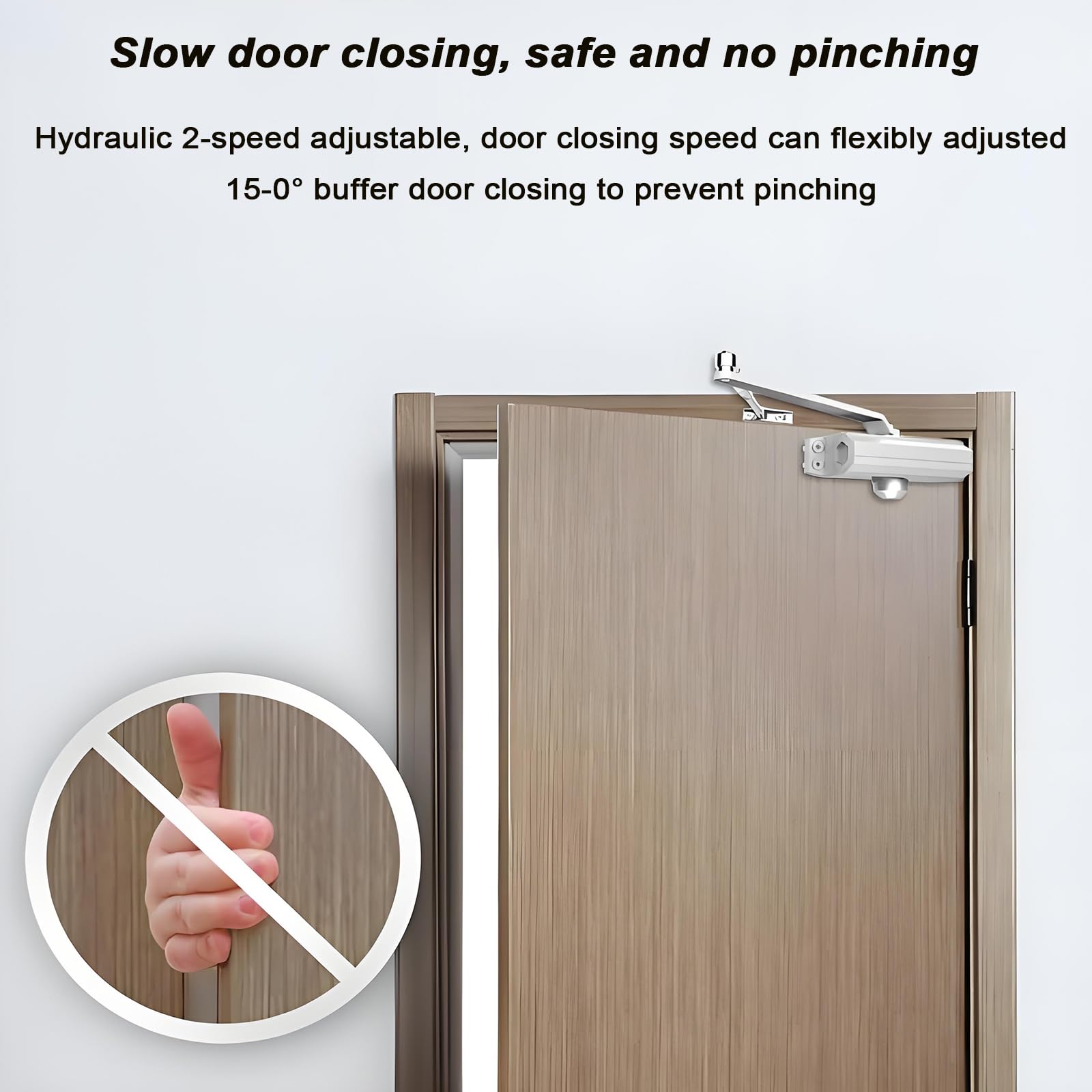 Cierrapuertas Hidráulico Con Resorte,cierre Automático180° Con Acabadoaluminio,rebote Automático Y 2velocidadesajustables,para Puertas25-150kg,fácil Instalar,amortiguador Silencioso Y Resistente