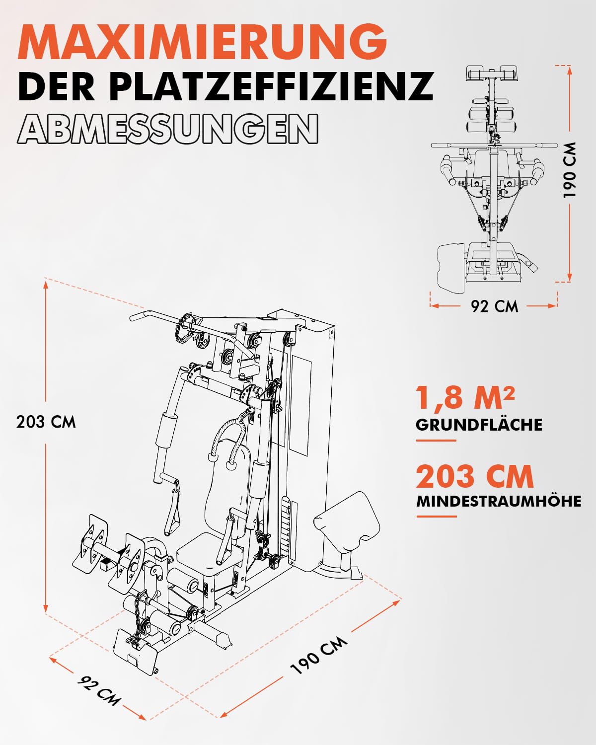 Kraftstation, Multifunktionale Kabelturm mit 69kg Gewichtsscheiben, Kabelzugstation für Zuhause mit Beinpresse, Butterfly- & Latzugstange, Curler