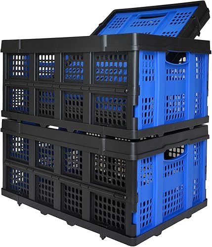 Caja de almacenamiento plegable de 22 pulgadas de largo x 15 pulgadas de ancho x 10.7 pulgadas de alto, contenedor de plástico plegable y apilable,