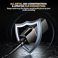 Vista 5 de Micrófono XLR de condensador Maono con diafragma grande de 34mm, micrófono de estudio cardioide profesional para podcasting, grabación, streaming