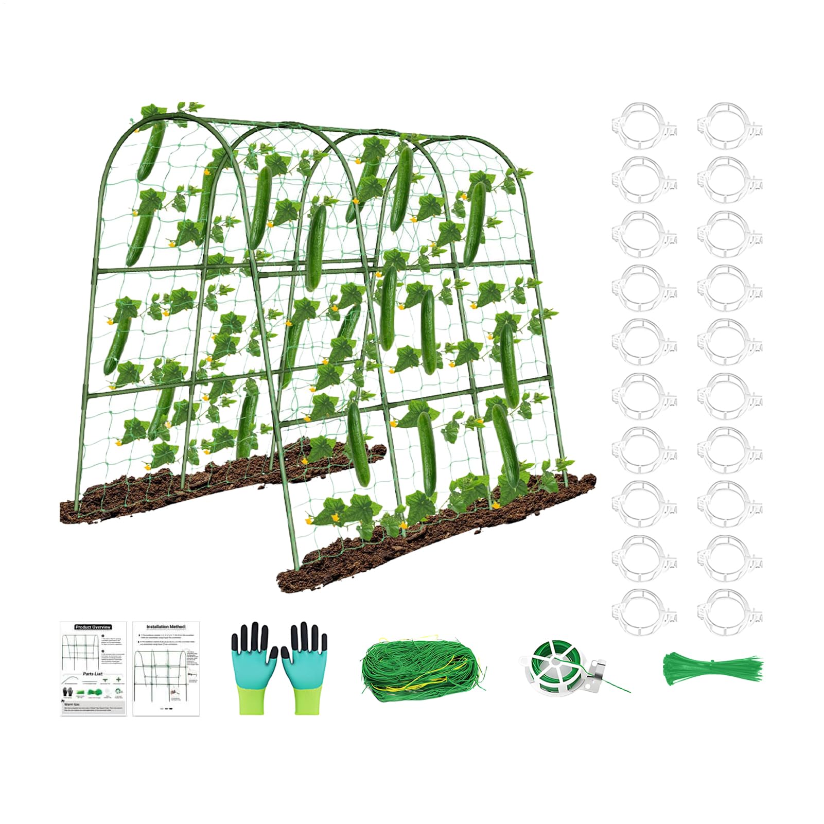 Enrejado Para Pepinos En Cama Elevada Soporte en U de alta resistencia | Enrejado Metálico De Jardín Para Pepinos Para berenjena, guisante, uva, flores, calabaza, cultivo en invernadero y agricult