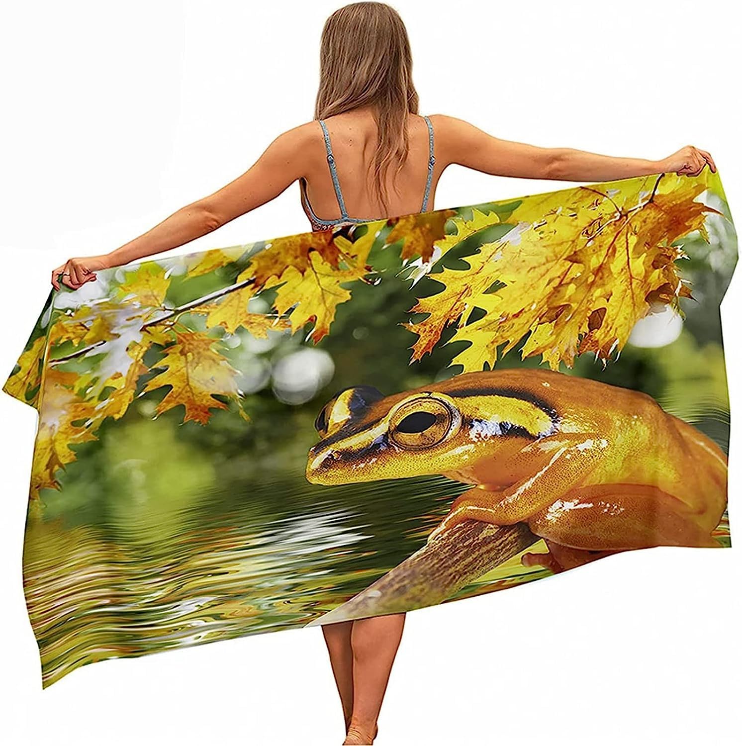 Serviette De Plage 3D, Séchage Rapide Microfibre Serviette De Bain, Nature Paysage Grenouille Serviettes De Plage XXL 150 X 200 Cm, Voyages, Camping, Vacances, Femme Homme Enfant Drap De Plage -3A5G