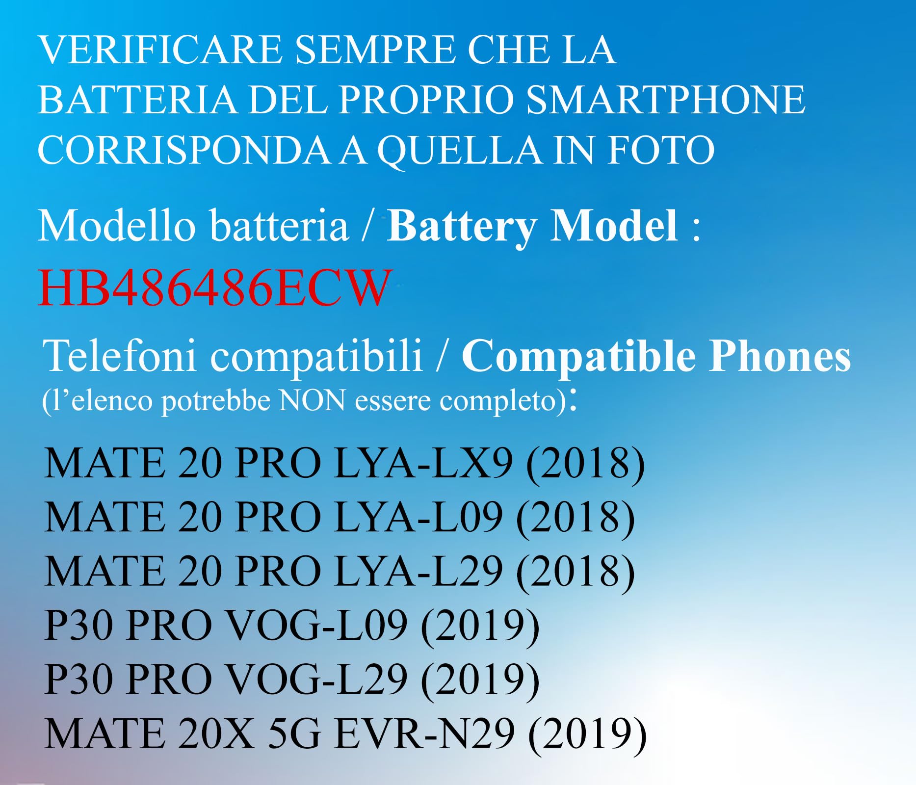 ELLENNE BATTERIA per HUAWEI MATE 20 PRO - P30 PRO HB486486ECW+KIT ATTREZZI | Batteria per HUAWEI MATE 20 PRO - P30 PRO HB486486ECW 4200MAH - Nuova con Kit attrezzi per lo smontaggio